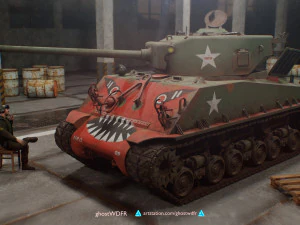 Sherman M4A3 76W with full interior 3D Model
