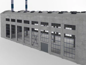 industrial factory building exterior and interior high quality 3D Model