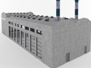 industrial factory building exterior and interior high quality 3D Model