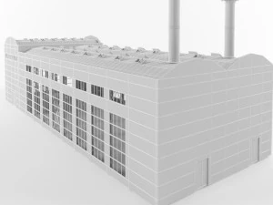 industrial factory building exterior and interior high quality 3D Model