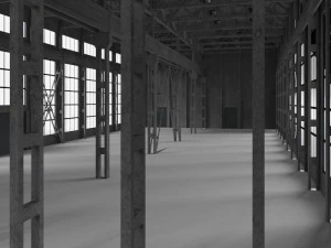 industrial factory building exterior and interior high quality 3D Model