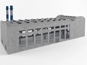 industrial factory building exterior and interior high quality 3D Model