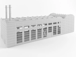 industrial factory building exterior and interior high quality 3D Model