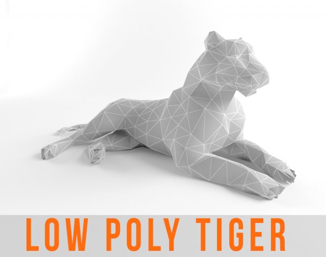 tiger and lion low poly mammal wild africa animal lowpoly low-poly 3D Model .c4d .max .obj .3ds .fbx .stl .blend 