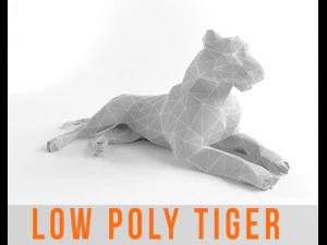 tigre et lion low poly mammif&egrave;re sauvage afrique animal lowpoly low-poly Modèle 3D