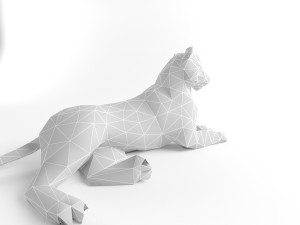 tiger and lion low poly mammal wild africa animal lowpoly low-poly 3D Model