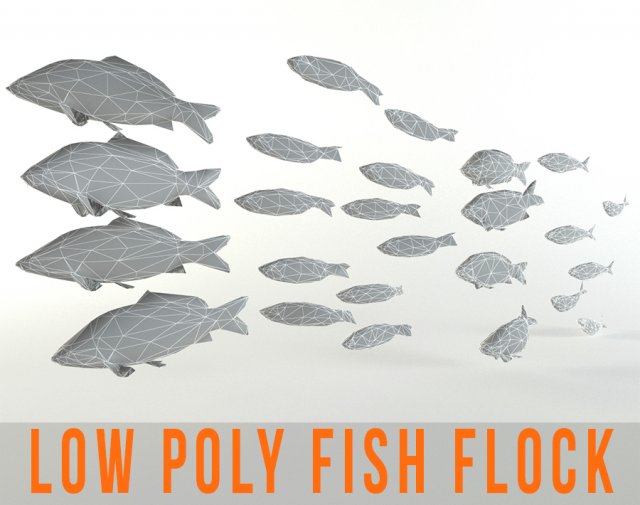 fish flock lowpoly sealife bass pollad plaice pouting fishes low-poly Modelo 3D .c4d .max .obj .3ds .fbx .stl .blend 