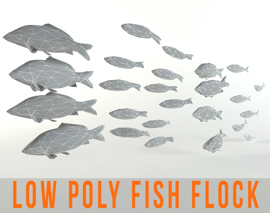 fish flock lowpoly sealife bass pollad plaice pouting fishes low-poly 3D Model .c4d .max .obj .3ds .fbx .stl .blend 