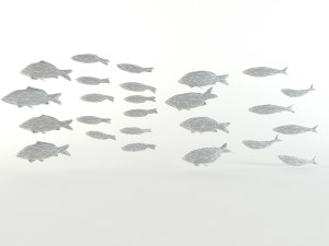 fish flock lowpoly sealife bass pollad plaice pouting fishes low-poly Modelo 3D