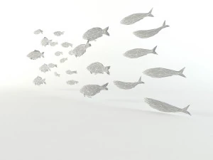 fish flock lowpoly sealife bass pollad plaice pouting fishes low-poly 3D Model