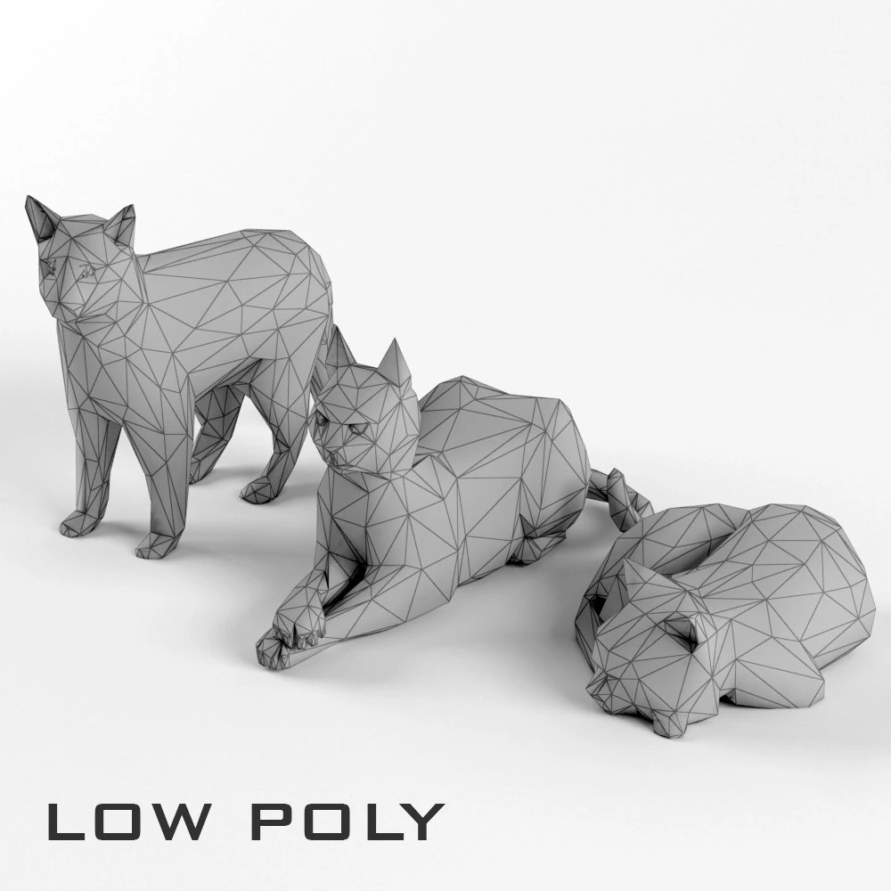 low poly cat set animal lowpoly low-poly 3D Model .c4d .max .obj .3ds .fbx .stl .blend