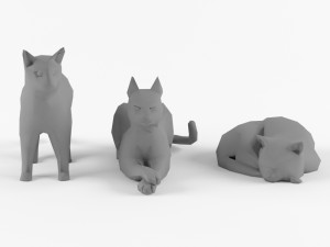 low poly cat set animal lowpoly low-poly 3D Model