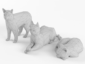 low poly cat set animal lowpoly low-poly 3D Model