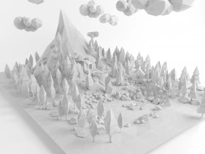 低聚景观山山树湖和其他项目低聚 3D 模型