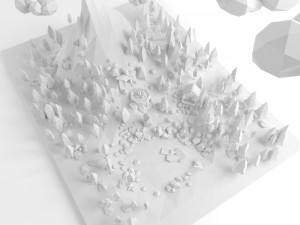 low poly lanscape mountain hill tree lake and other items low-poly 3D Модель
