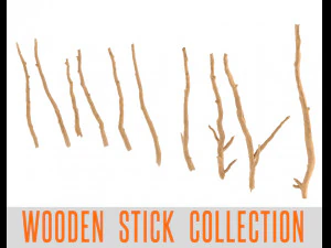 vara de madeira ramo bast&atilde;o cole&ccedil;&atilde;o jogo ativo pronto baixo poli baixo poli Modelo 3D