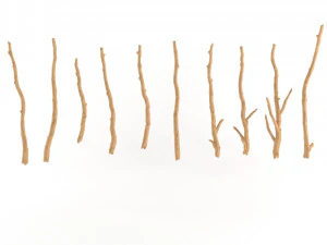 wooden stick branch bat rod collection game asset ready low poly low-poly 3D Model