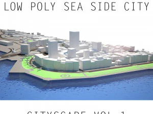 paesaggio urbano low poly tutti gli edifici sono Modello 3D