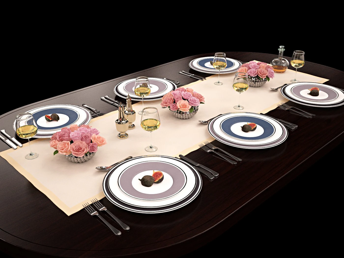table setting art deco 3D Model .c4d .max .obj .3ds .fbx .stl .blend 