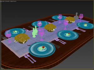 table setting art deco 3D Model