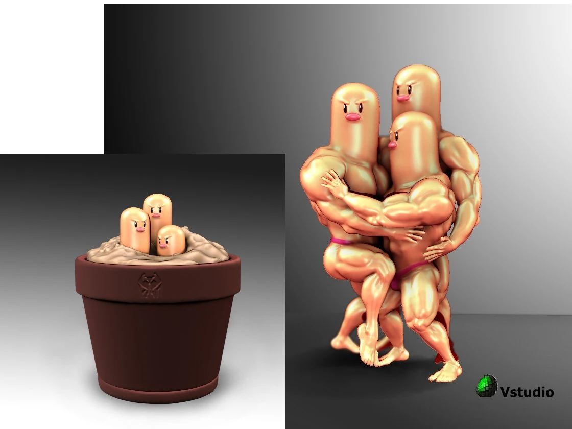 dugtrio funny 3d print model 3D Print Model .c4d .max .obj .3ds .fbx .stl .blend 