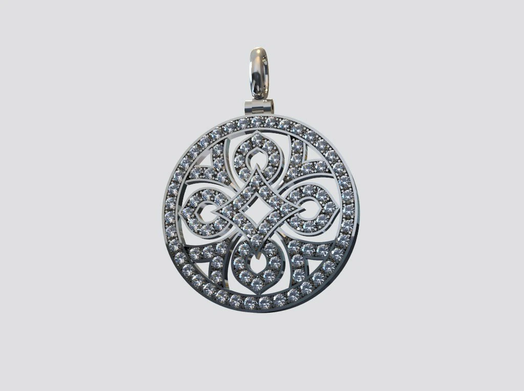 Pendant with diamonds or other gemstones 3D Model .c4d .max .obj .3ds .fbx .stl .blend 