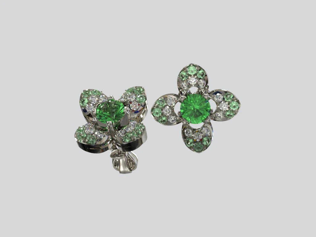 Flower earrings 3D Print Model .c4d .max .obj .3ds .fbx .stl .blend 