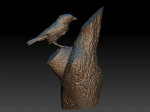 Spatz auf einem Baum 3D Druckmodell