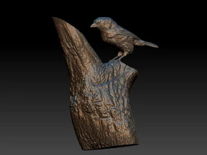 Sparrow on a tree 3D Print Model