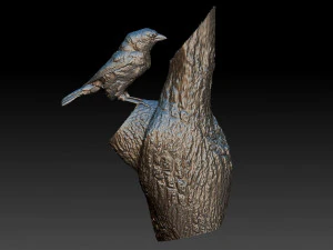 Sparrow on a tree 3D Print Model
