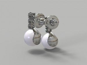 Earrings with pearls and diamonds Modello 3D