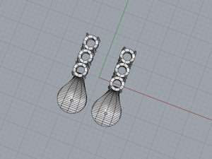 Earrings with pearls and diamonds Modello 3D