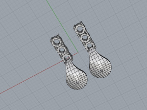 Earrings with pearls and diamonds Modello 3D