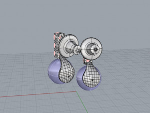 Earrings with pearls and diamonds Modello 3D