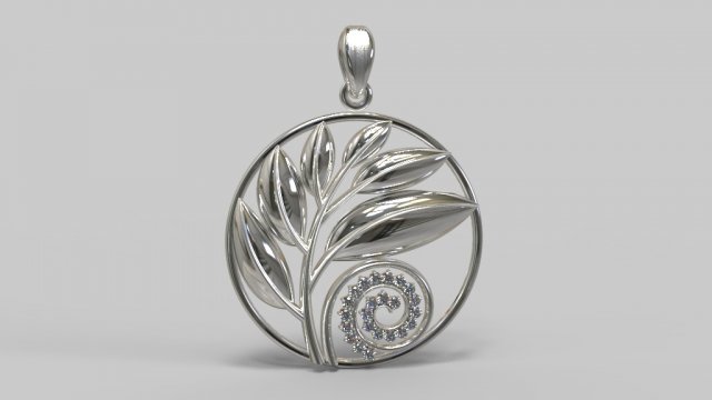 Pendant laurel branch 3D Model .c4d .max .obj .3ds .fbx .stl .blend 