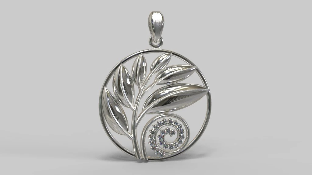 Pendant laurel branch 3D Model .c4d .max .obj .3ds .fbx .stl .blend 