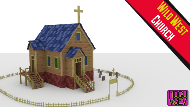 wild west cherch 3D Modell .c4d .max .obj .3ds .fbx .stl .blend 