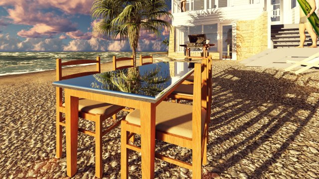 table with chairs 3D Модель .c4d .max .obj .3ds .fbx .stl .blend 