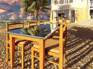 meja dengan kursi Model 3D