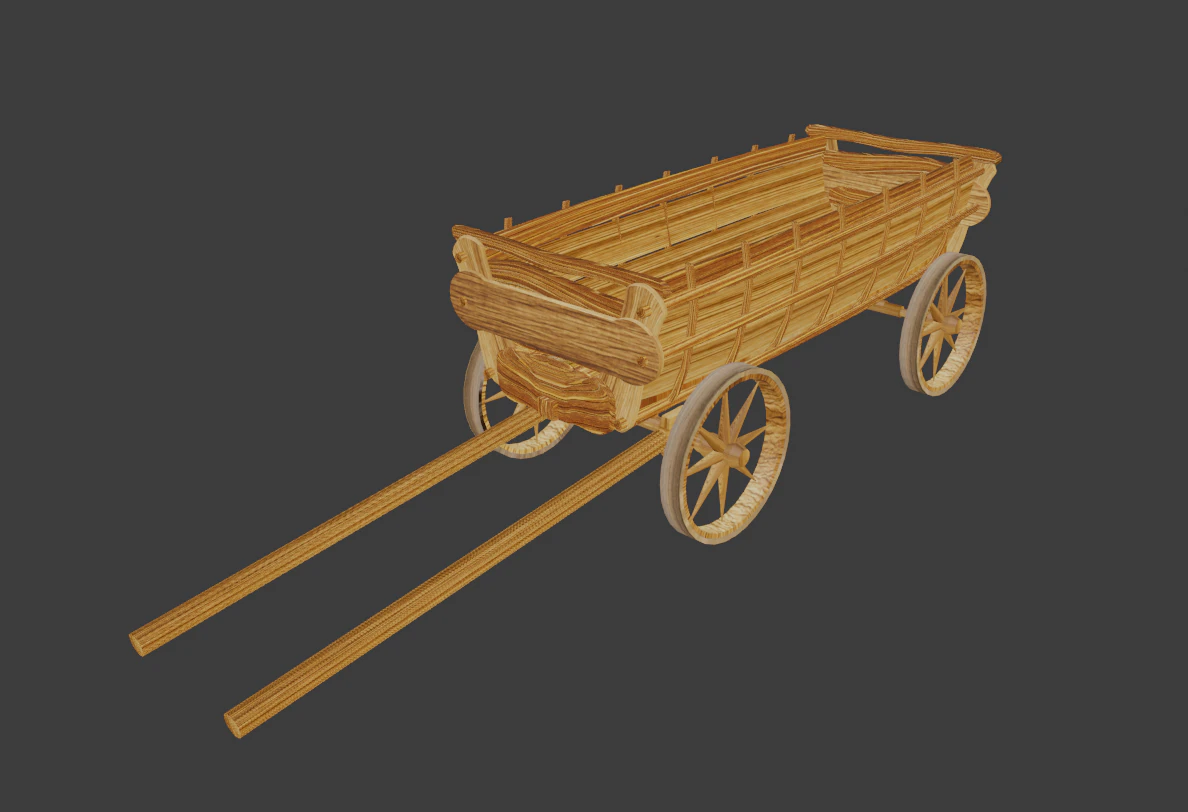the medieval cart 3D Model .c4d .max .obj .3ds .fbx .stl .blend 