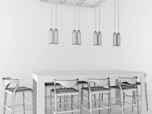 chair and table set 3D-Modell