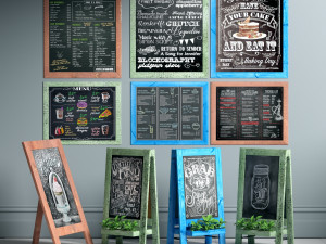chalk board with plants 3D Model
