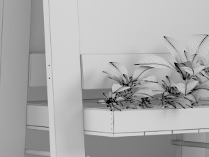 chalk board with plants 3D Model
