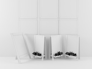 chalk board with plants 3D Model