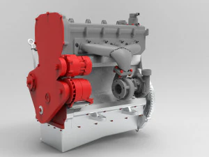 nurbs diesel turbo engine with interior parts 3D Model