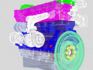 nurbs diesel turbo engine with interior parts 3D Model
