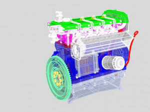 nurbs diesel turbo engine with interior parts 3D Model