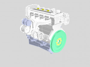 nurbs diesel turbo engine with interior parts 3D Model