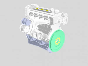 nurbs diesel turbo engine with interior parts 3D Model