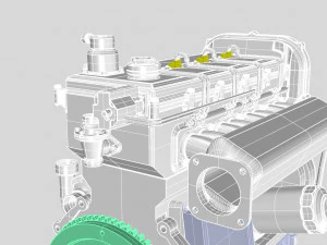 nurbs diesel turbo engine with interior parts 3D Model